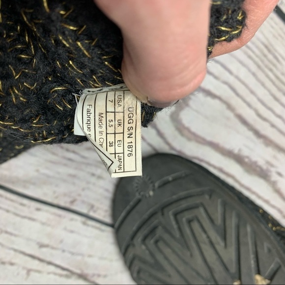 Ugg Cardy Classic Knit Sweater Boots Metallic Gold/Black - Picture 9 of 9